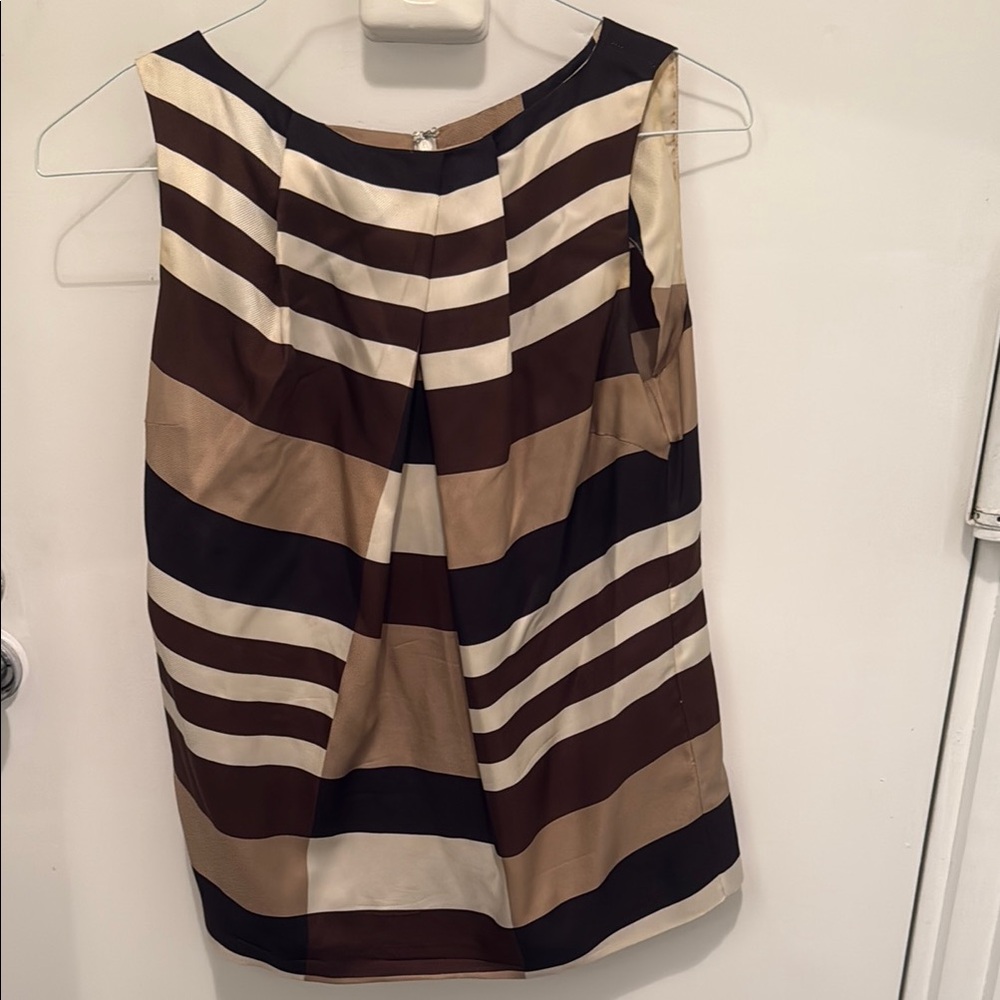Tory Burch Brown and Cream Striped Blouse